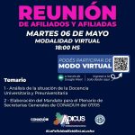 ADICUS convoca a una reunión virtual de afiliados el 6 de Mayo
