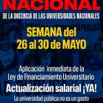 El Plenario de Secretarías Generales de la CONADU Histórica resolvió un paro nacional de una semana desde 26 al 30 de mayo